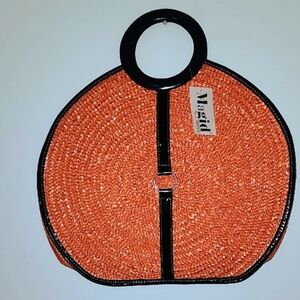 Magid Orange and Black Woven Tote